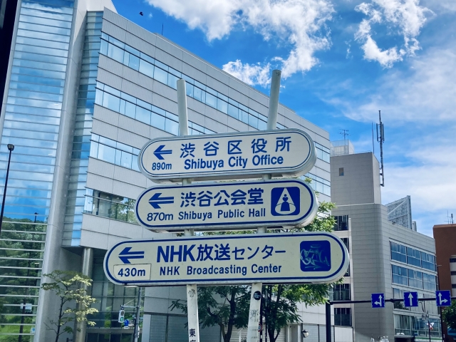 道路照明と標識ポールのイメージ